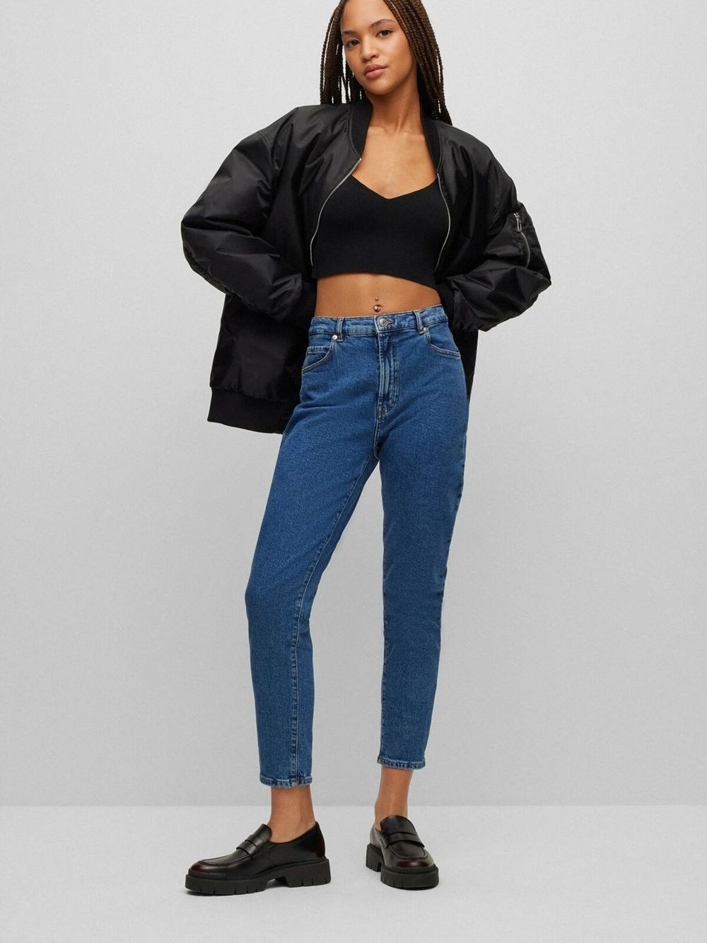 H&M High-Rise Ankle Slim Jeans in Blue Wash